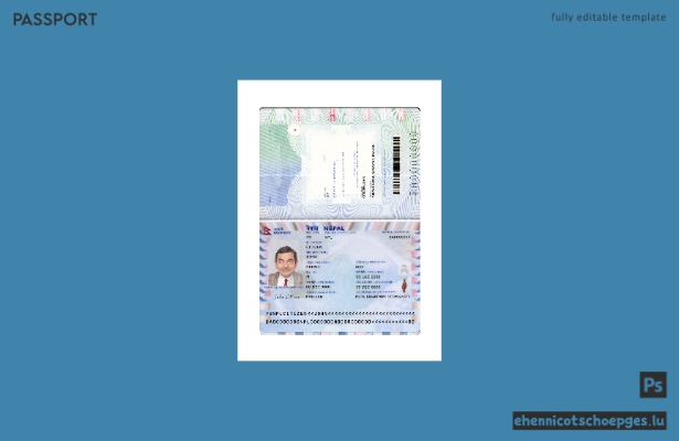 Beispielansicht eines nepalesischen Reisepasses (2021 bis heute)